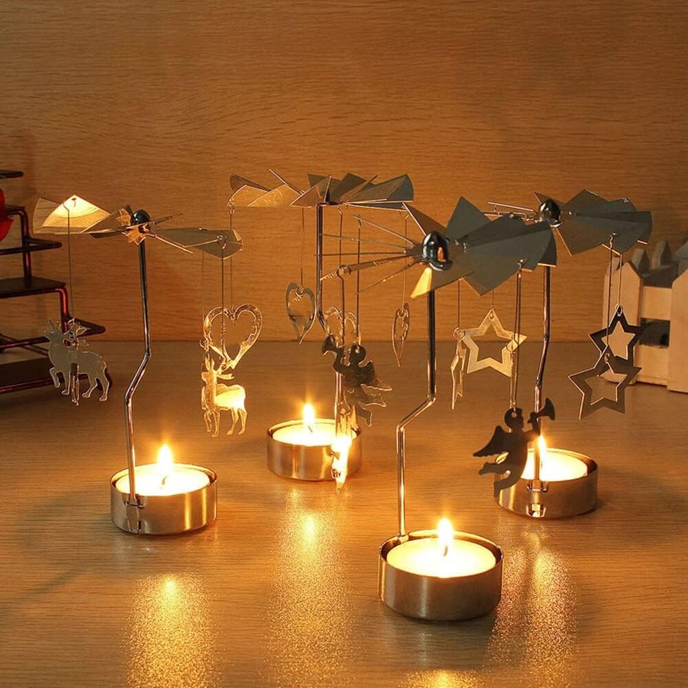 Eforcase Metal Gold Rotating Candle Holder