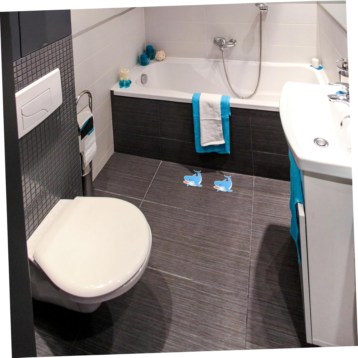 Mobestech Peva Shark Sticker Non-Slip Safety Strip for Bathroom Kitchen Pool