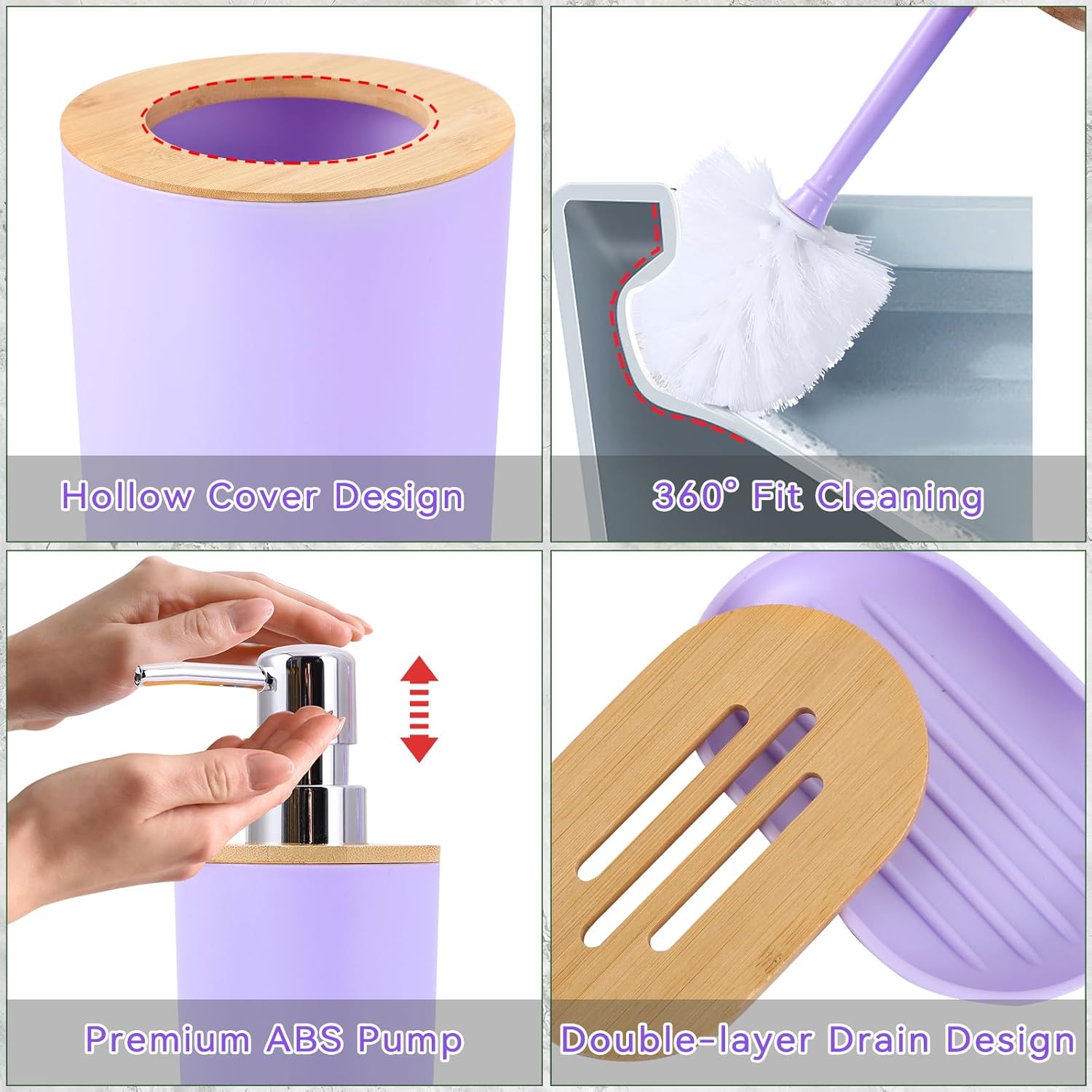 SLDIYWOW Purple Bathroom Accessories Set