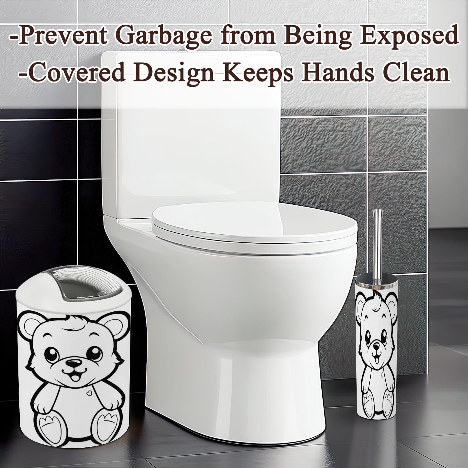 Bathroom Accessories Set 6 Pcs Bear Toothbrush Holder Soap Dispenser Set