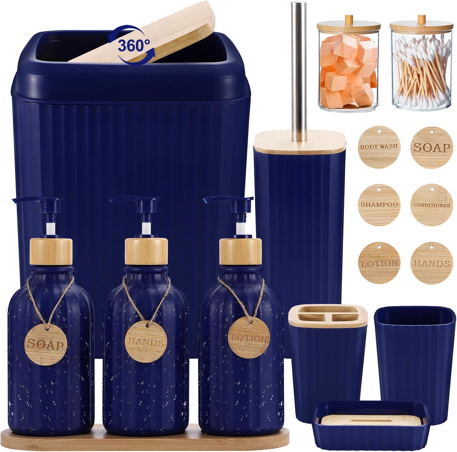 XLHOMO Navy Blue Bathroom Accessories Set 17PCS for Home Use