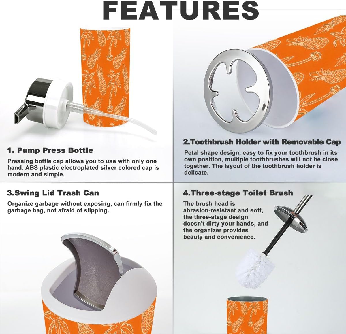 Tropical Bathroom Accessories Set 6 Pcs