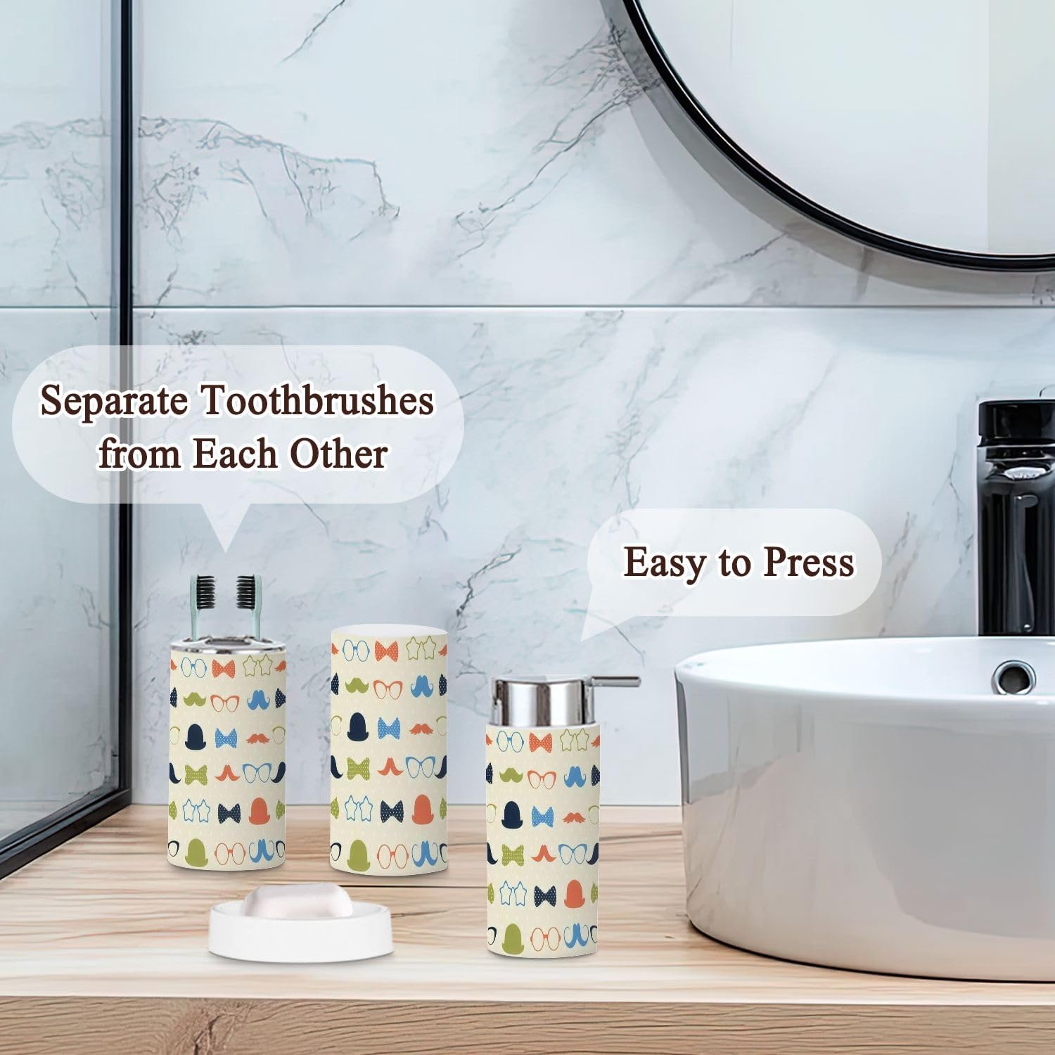 Retro Hipster Bathroom Set 6 Pcs