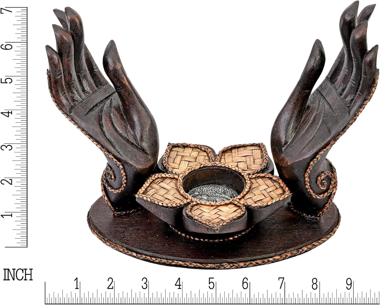 AeraVida Handcarved Open-Handed Candle Jewelry Holder
