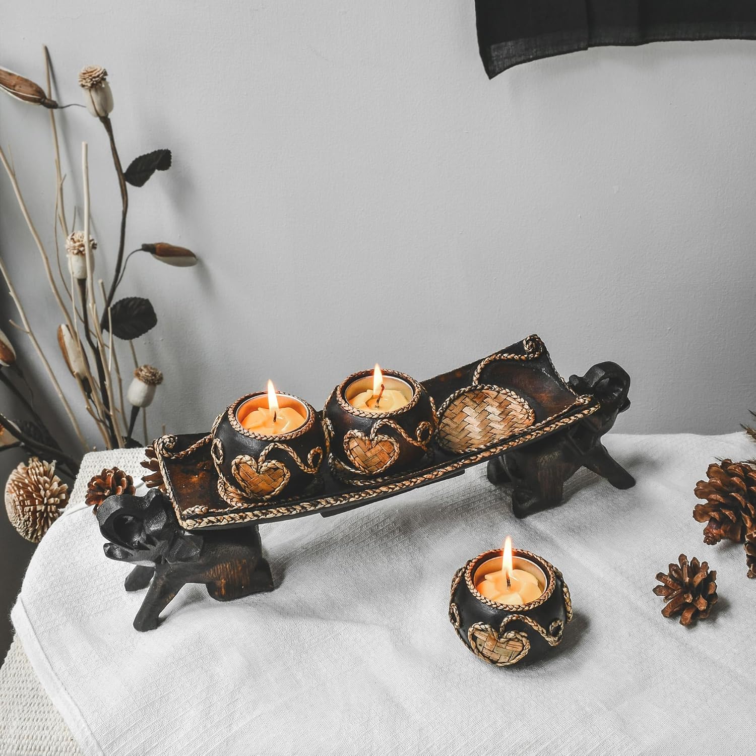 Thai Elephant Tray Candle Holder