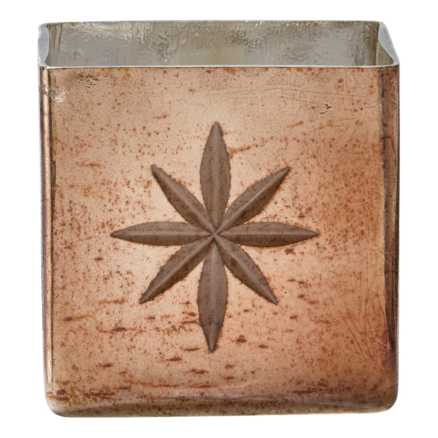 Hand-etched gold candle holder for tealight - Reflective design
