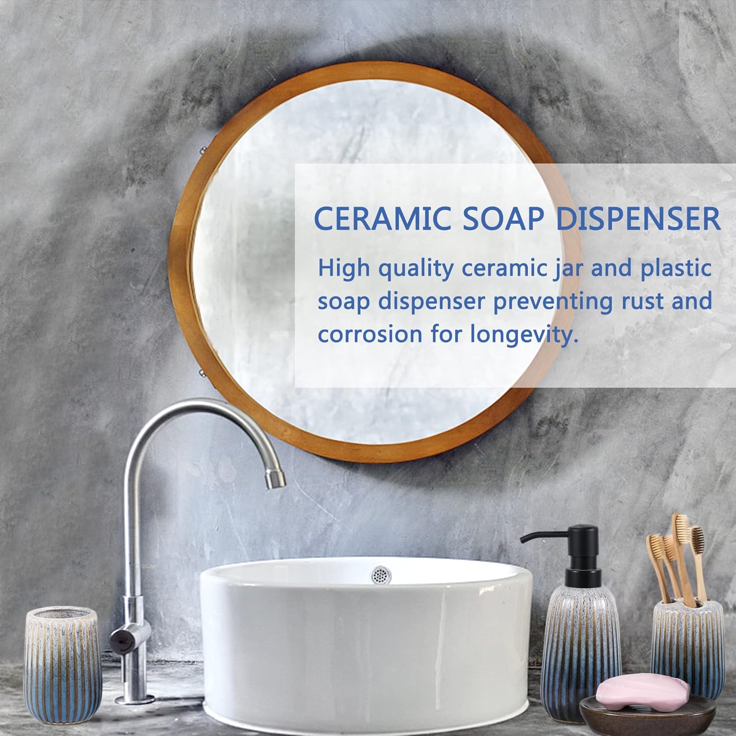 4-Piece Ceramic Bathroom Accessory Set with Gradient Design