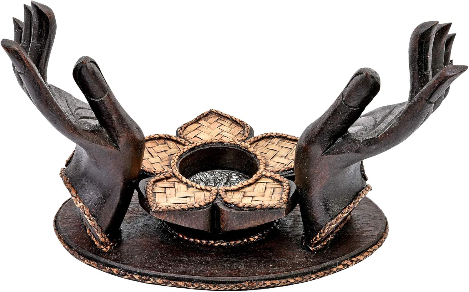 AeraVida Handcarved Open-Handed Candle Jewelry Holder