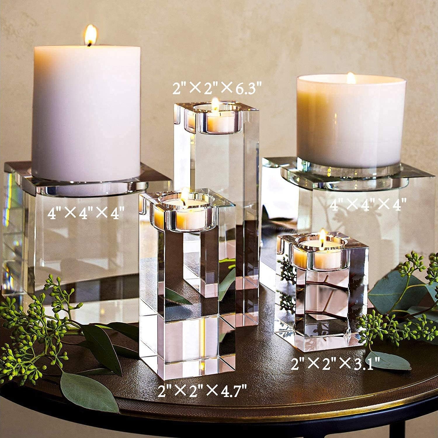 Stylish Crystal Candle Holders Set for Your Home or Wedding