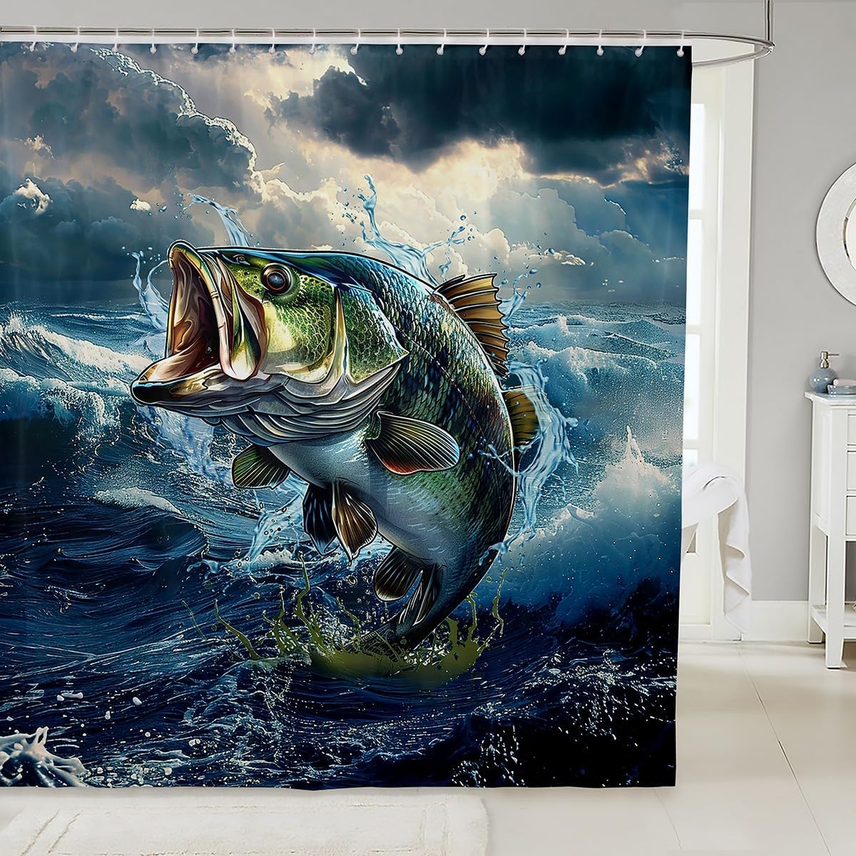 Feelyou Pike Fish Bath Curtain 72x72 for Kids