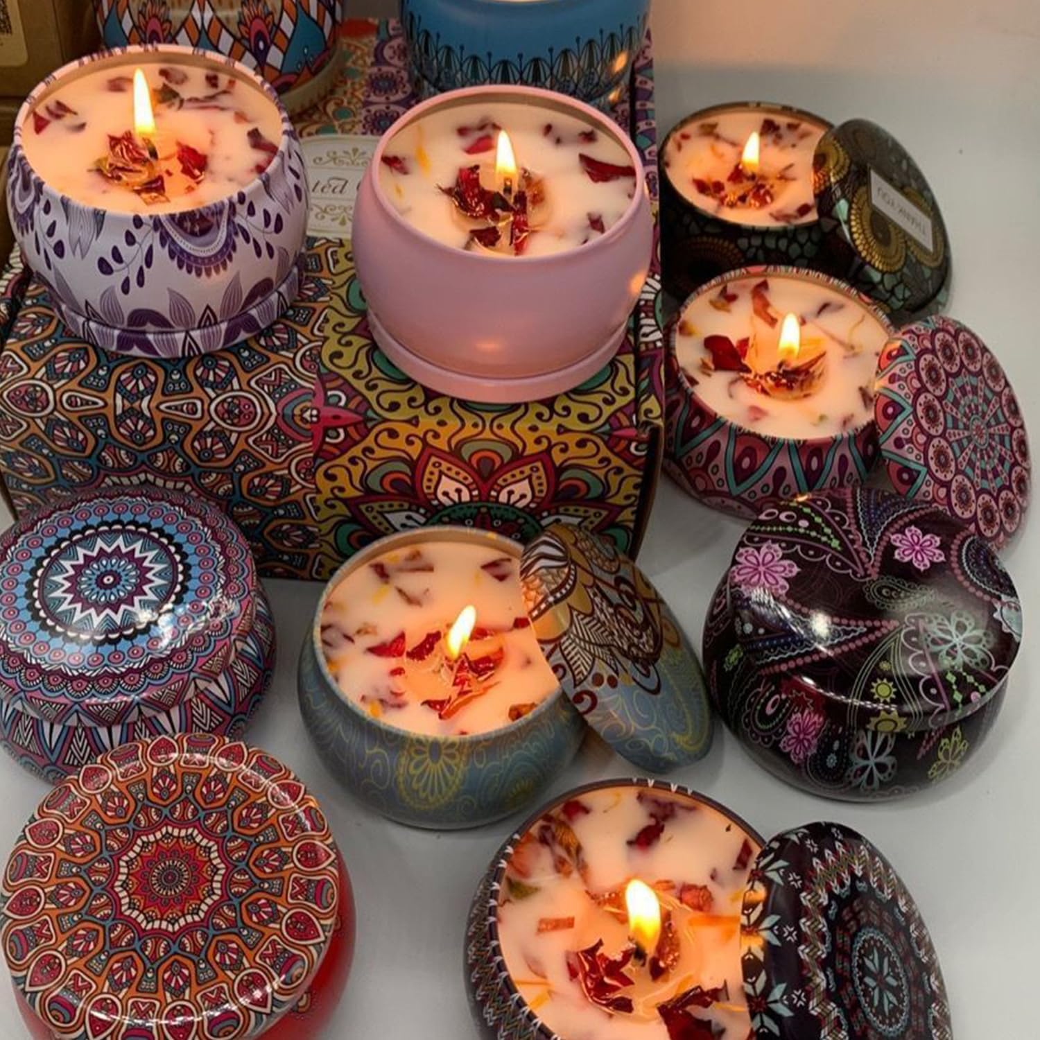 Elegant Jar Candles Set Scented Reusable Long-Burning