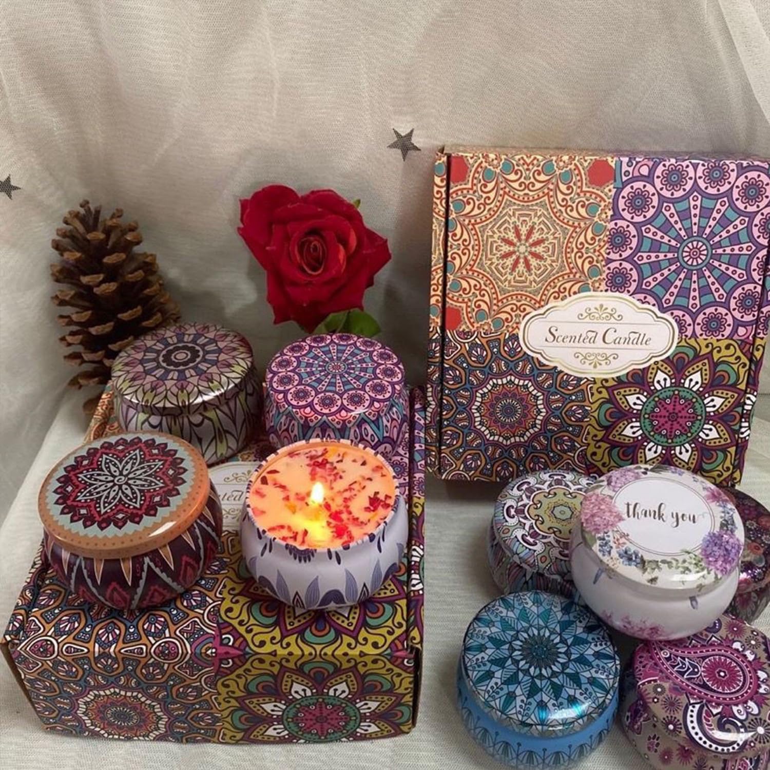 Elegant Jar Candles Set Scented Reusable Long-Burning