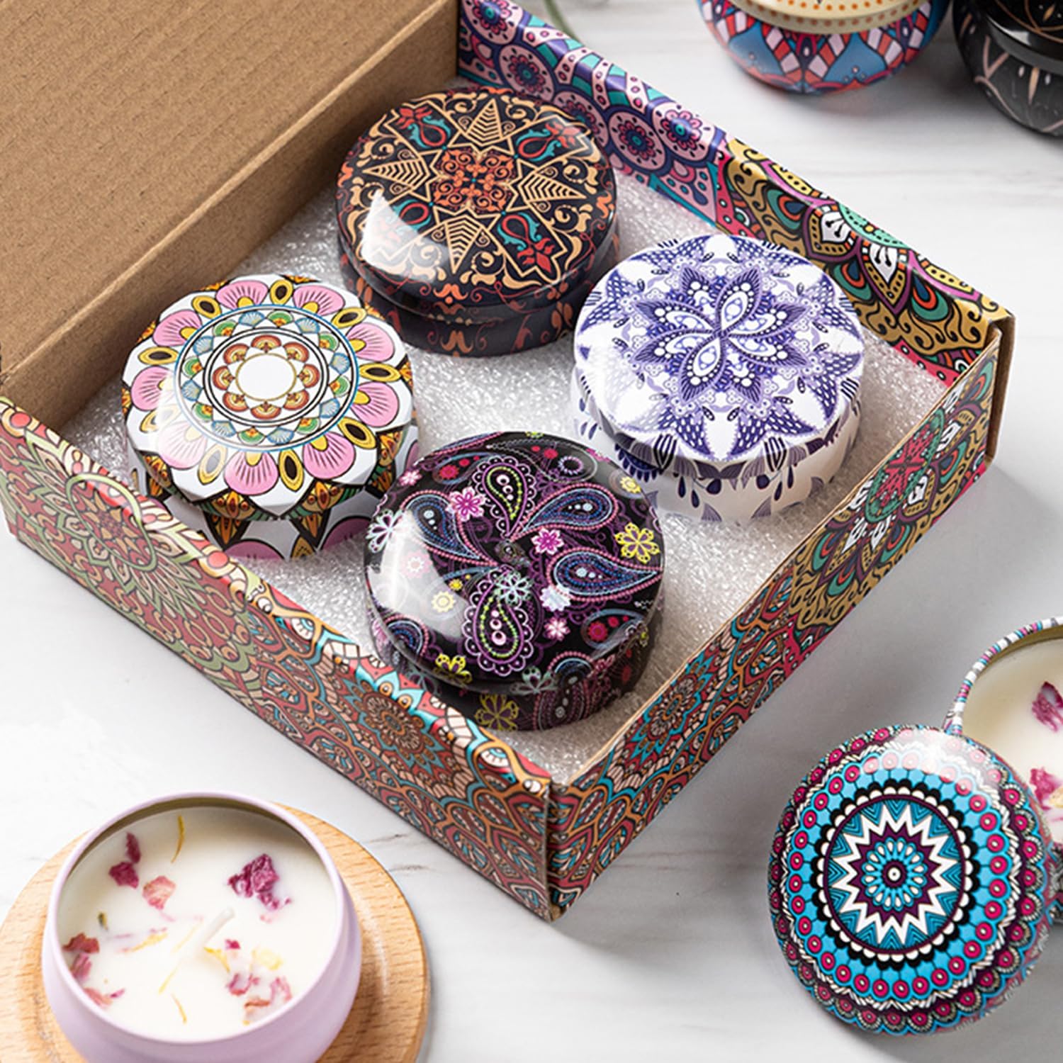 Elegant Jar Candles Set Scented Reusable Long-Burning