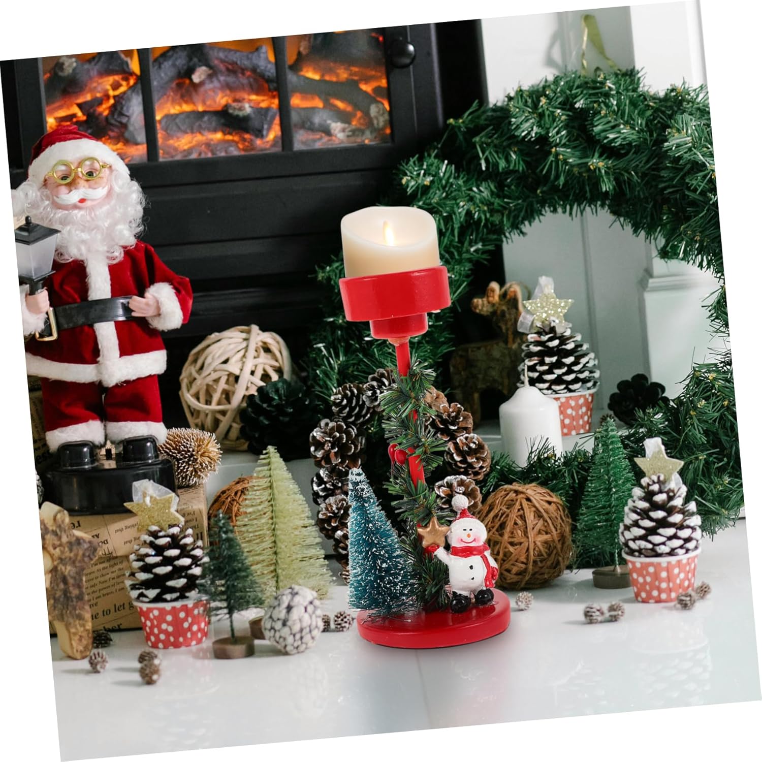 Snowman Holiday Candlestick Holder Decorations