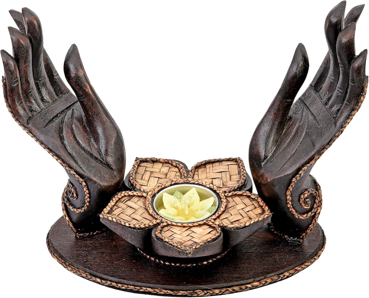 AeraVida Handcarved Open-Handed Candle Jewelry Holder
