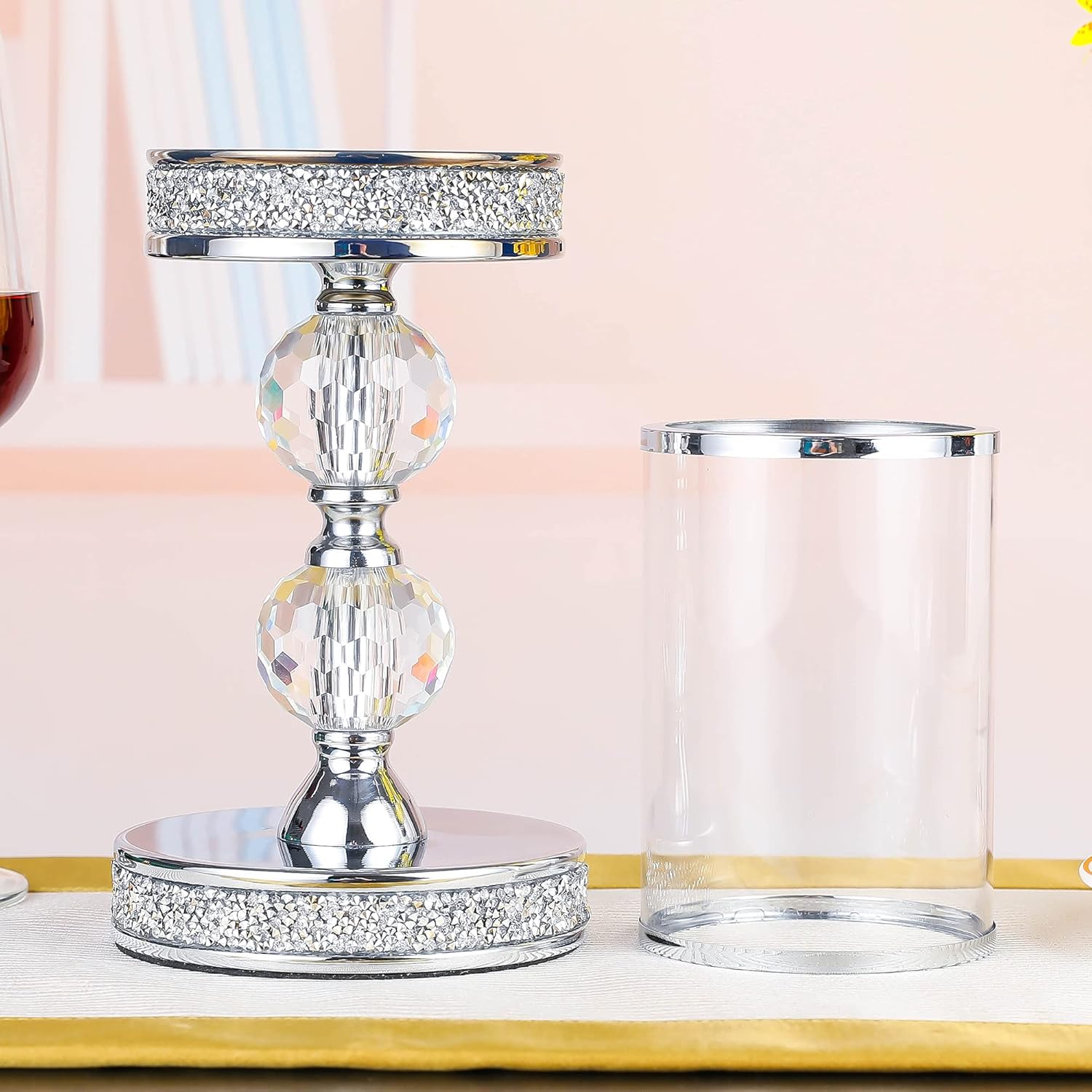 Candleholder for Pillar Candle Elegant Crystal Candleholder for Home and Wedding
