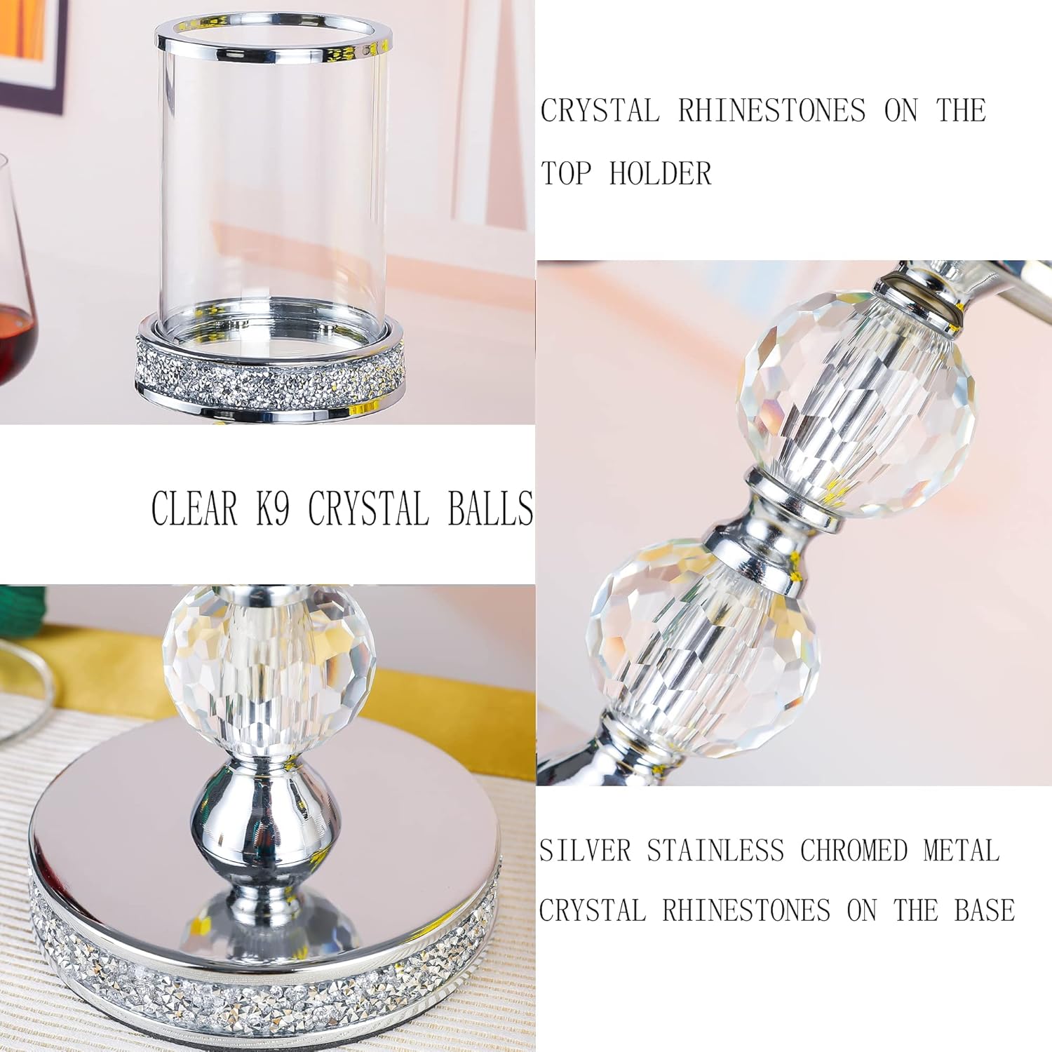 Candleholder for Pillar Candle Elegant Crystal Candleholder for Home and Wedding