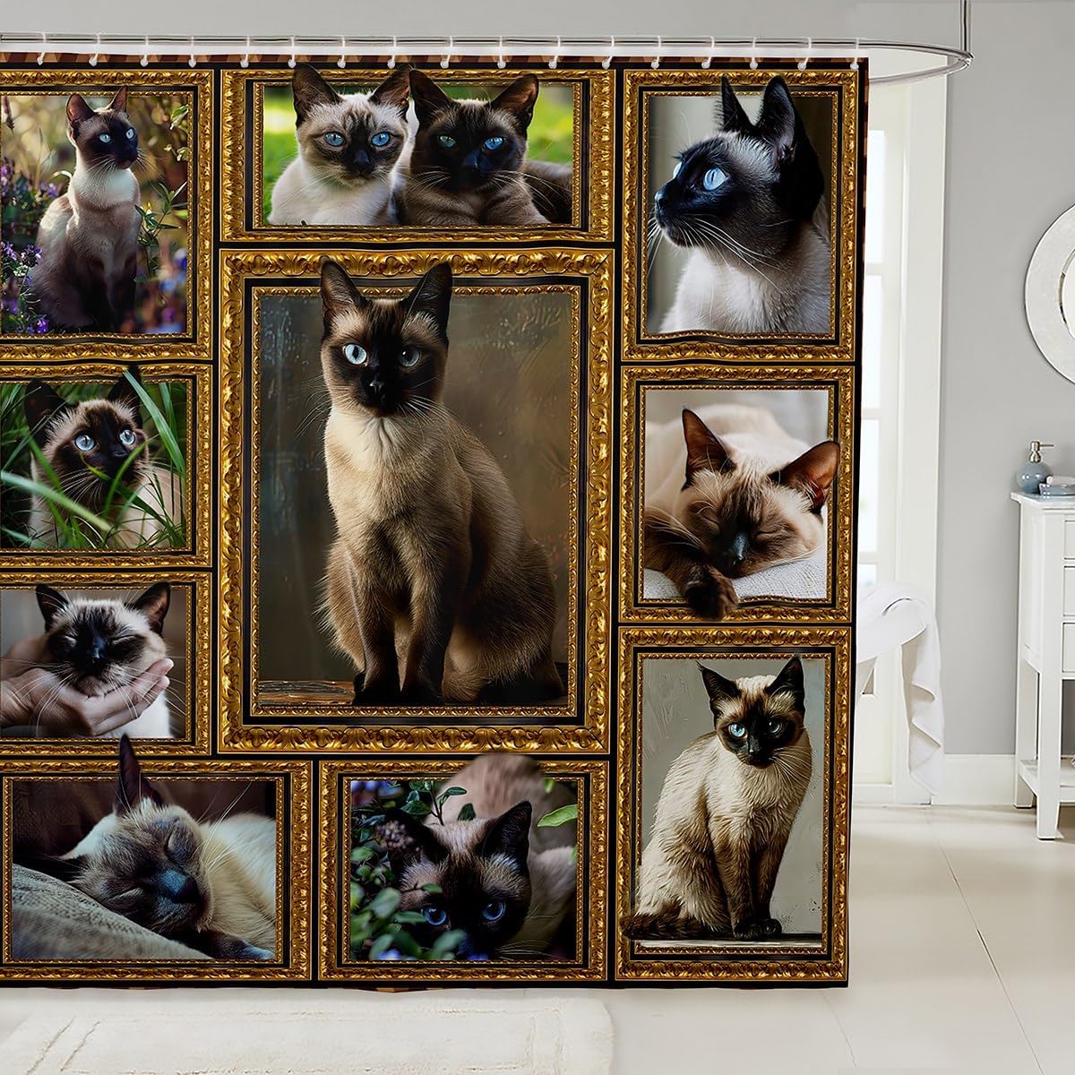 Feelyou Siamese Kitten Shower Curtain Set