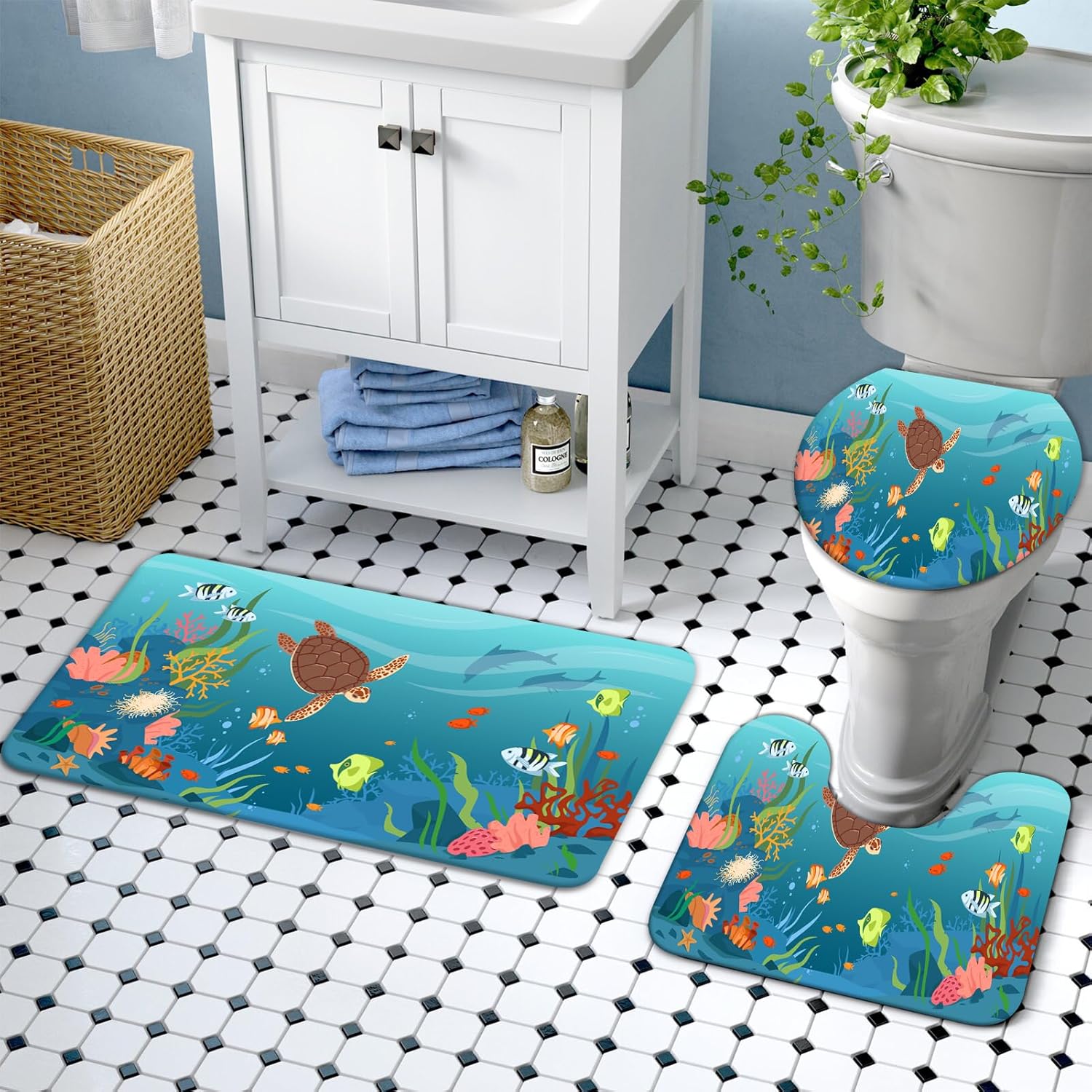 4-Piece Kids Bathroom Set with Nobody Hurts cartoon character