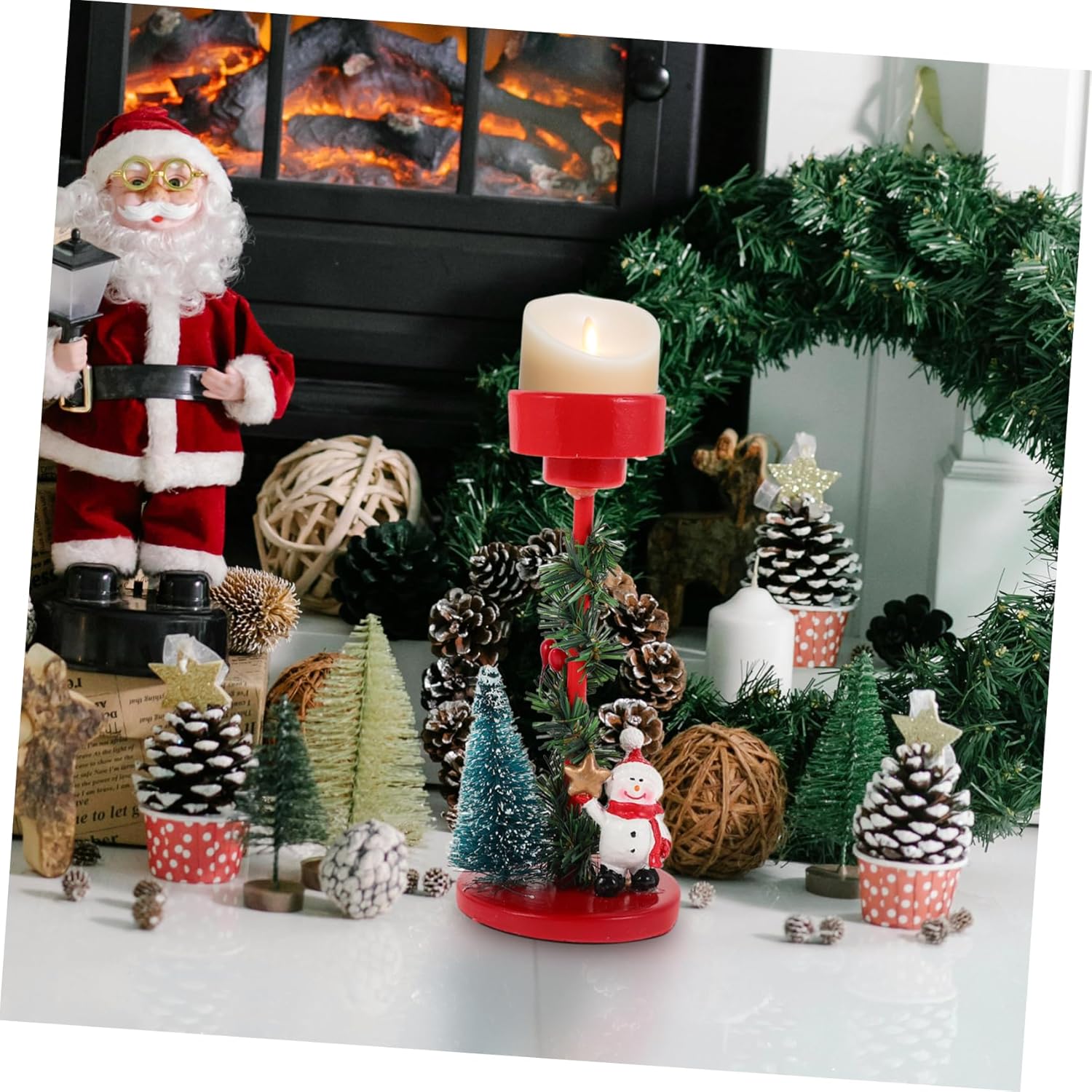 Mucklily Snowman Candle Holder Ornament - Christmas Party Decorations