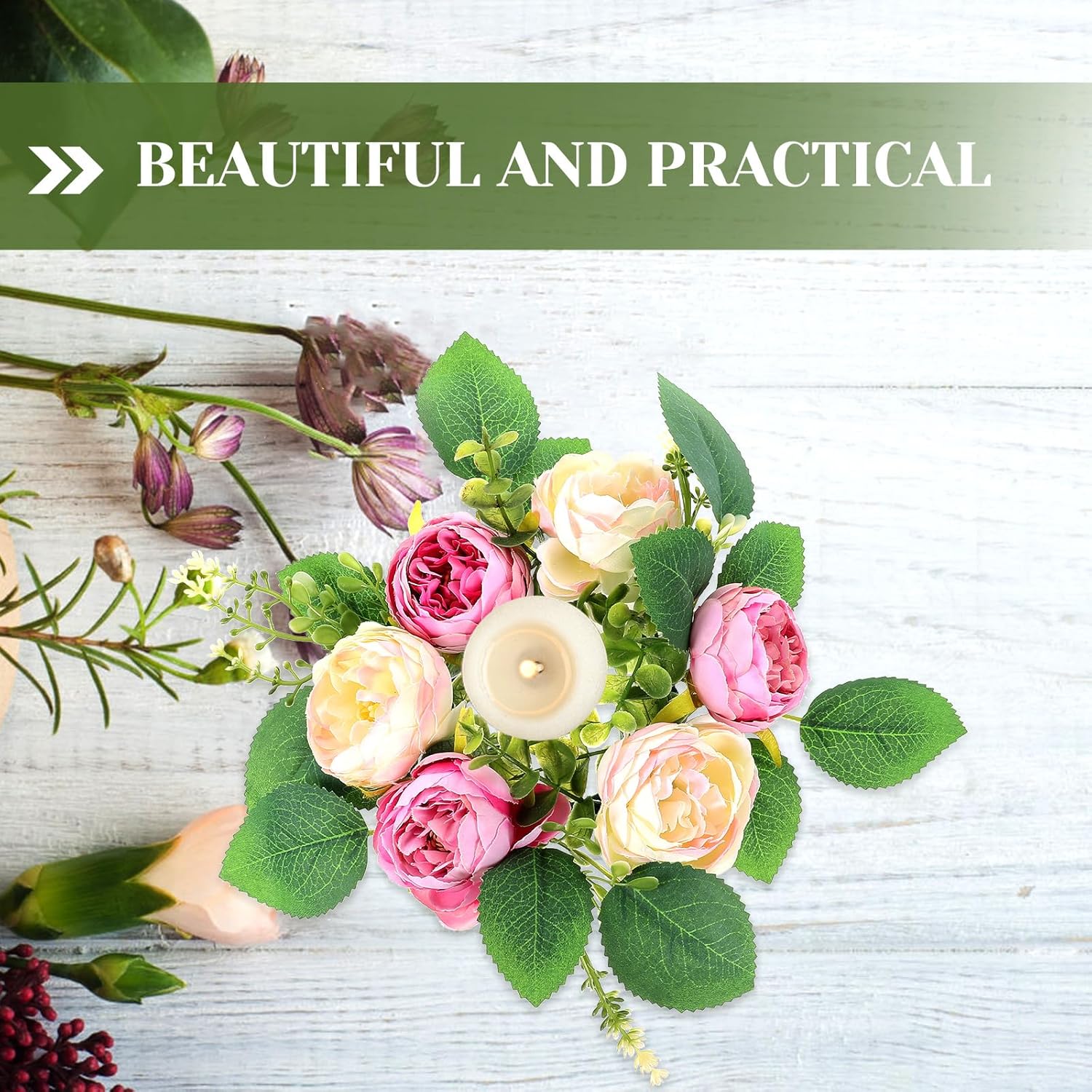 Charming Small Peony Candle Wreath