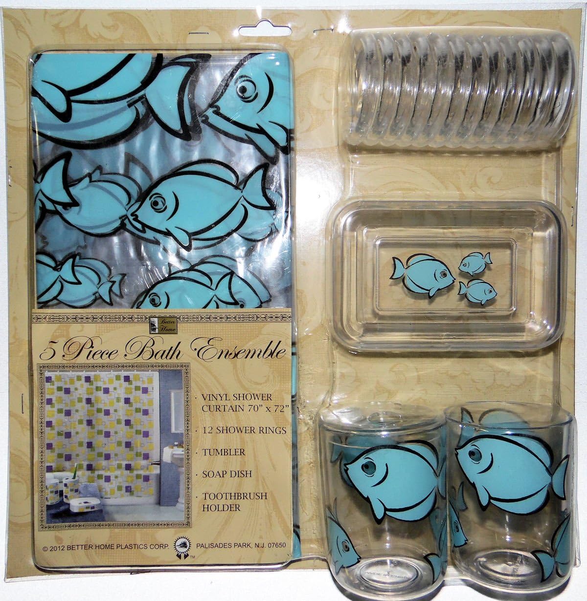 Better Home Blue Fish 5-Piece Bath Ensemble