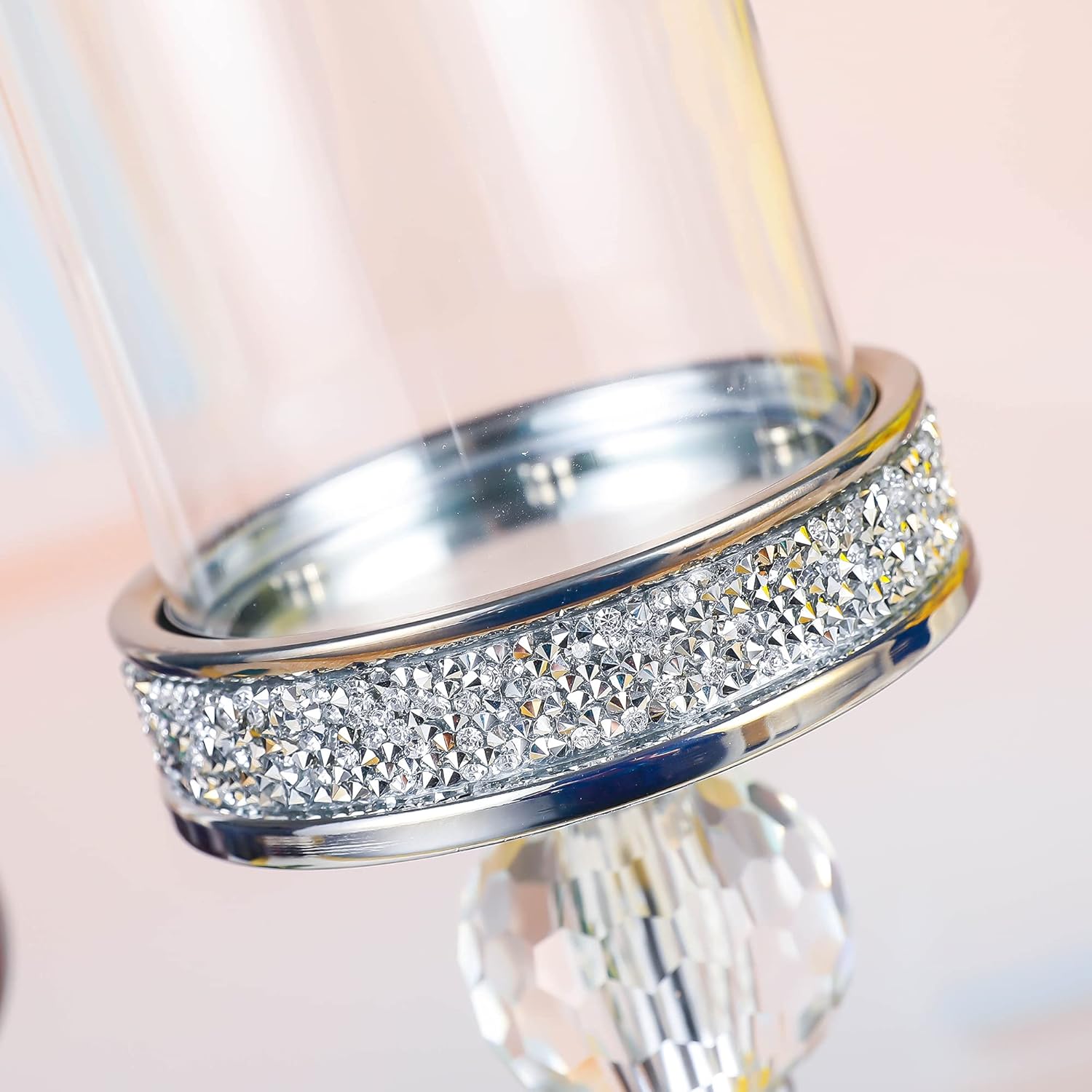 Candleholder for Pillar Candle Elegant Crystal Candleholder for Home and Wedding