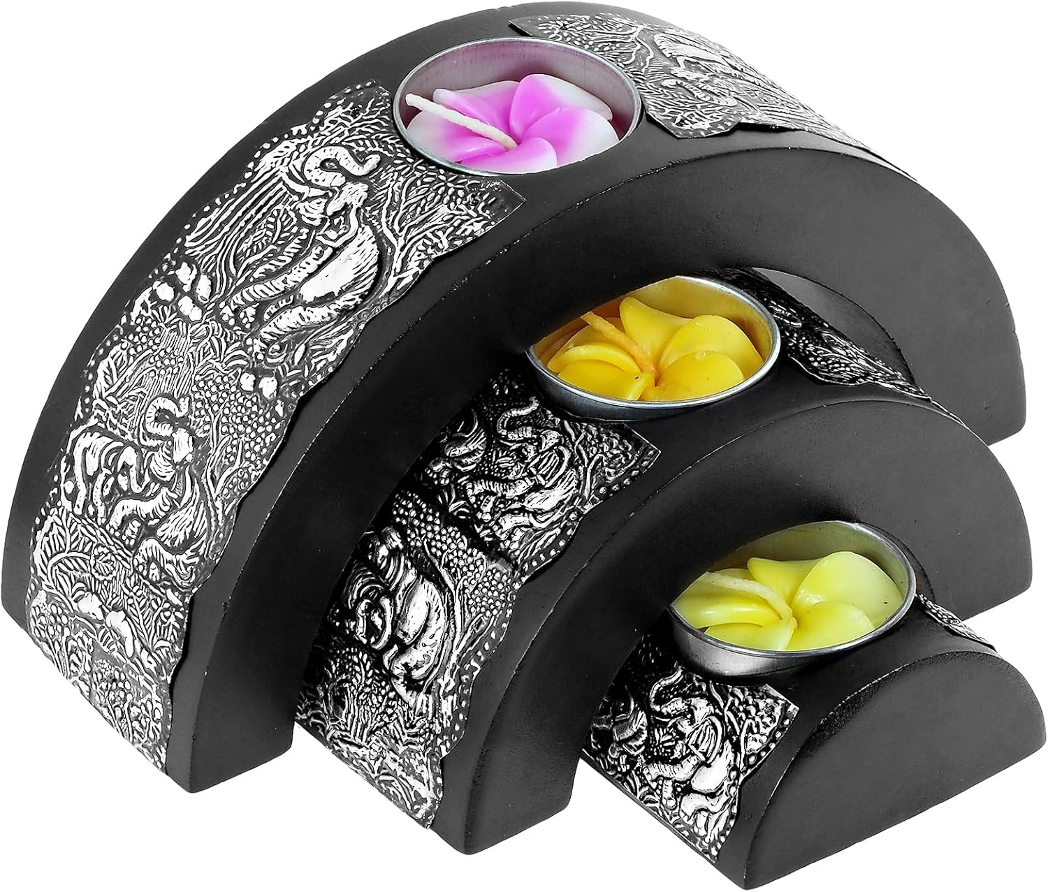 AeraVida Elephant-Driven Tealight Candle Holder Set