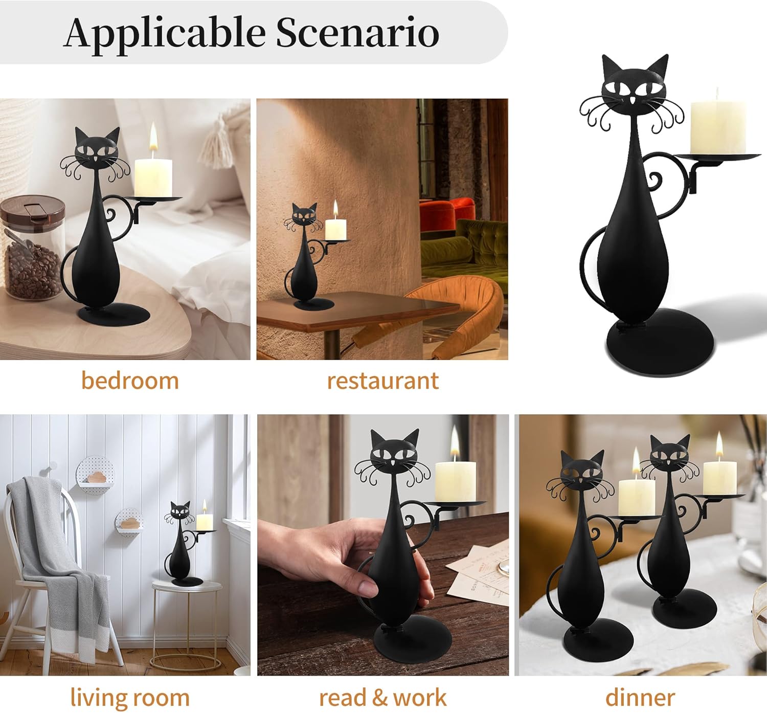 OFILLES Black Cat Candle Holder