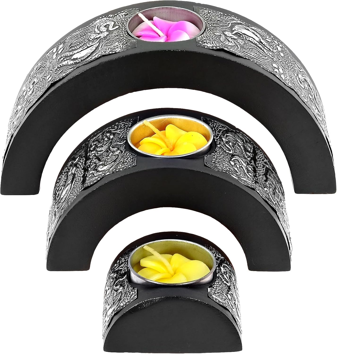 AeraVida Elephant-Driven Tealight Candle Holder Set