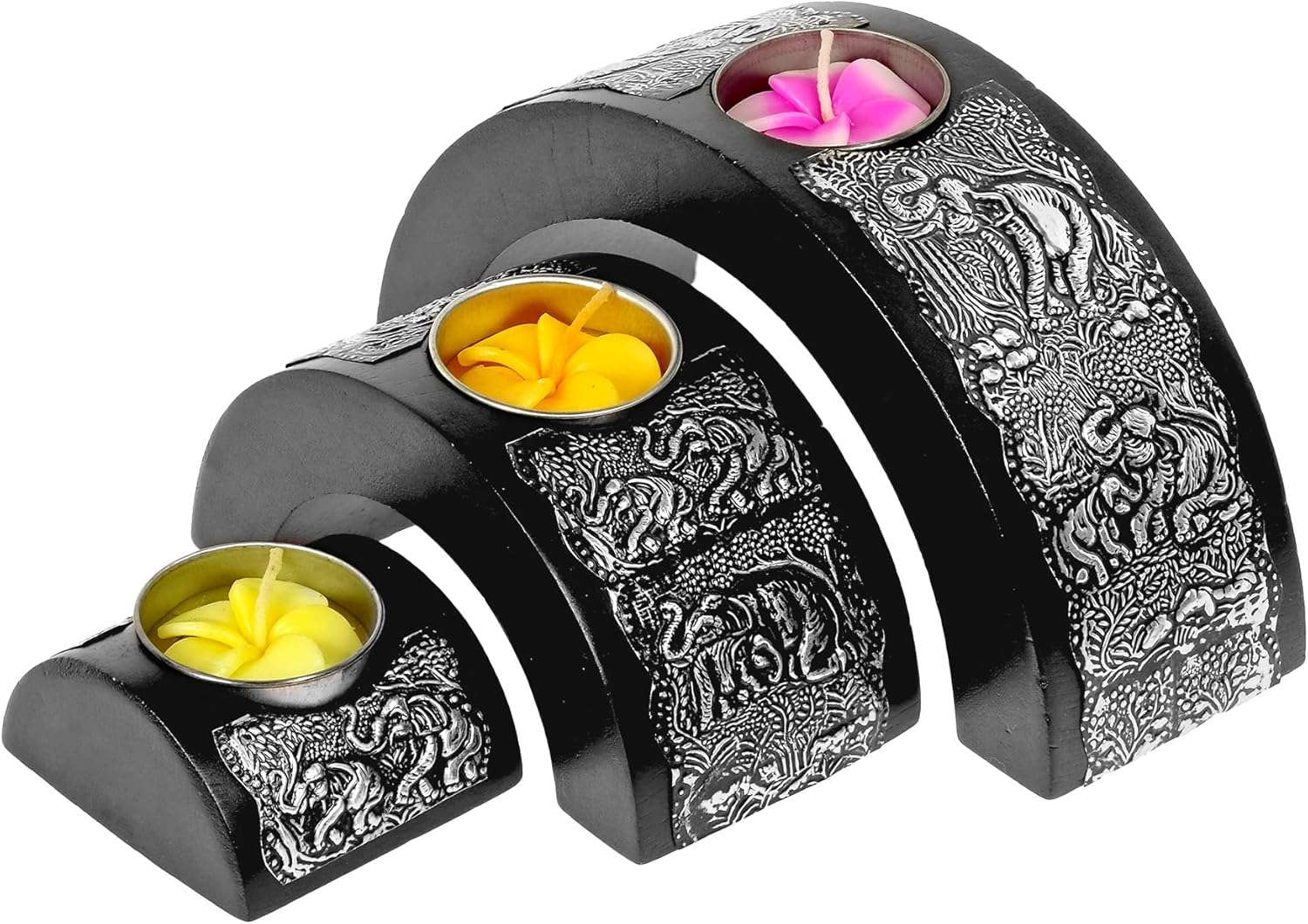 AeraVida Elephant-Driven Tealight Candle Holder Set