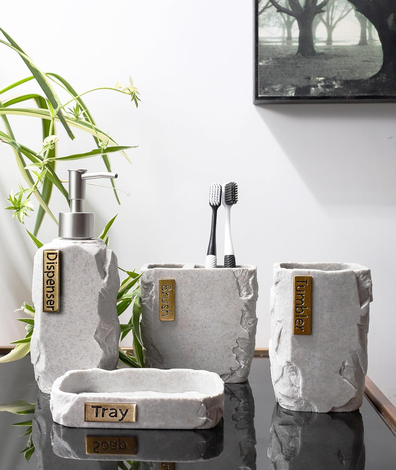 Hymmah Marble Bathroom Accessories Set