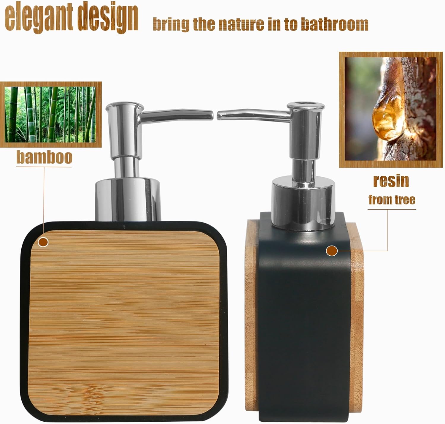 LUANT Bathroom Accessories Set Black with Bamboo