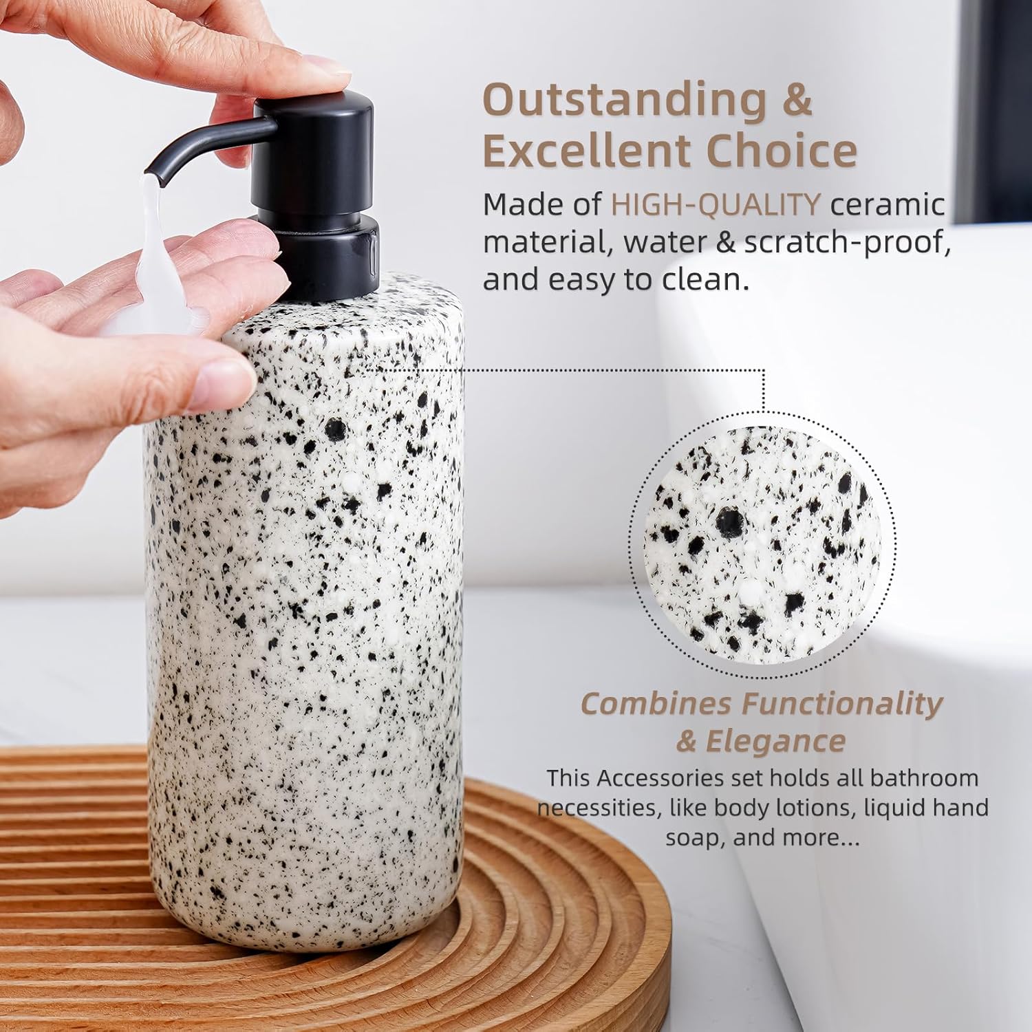 Rich Leisure Bathroom Accessory Set - 4-Piece Ink-Splattered Design