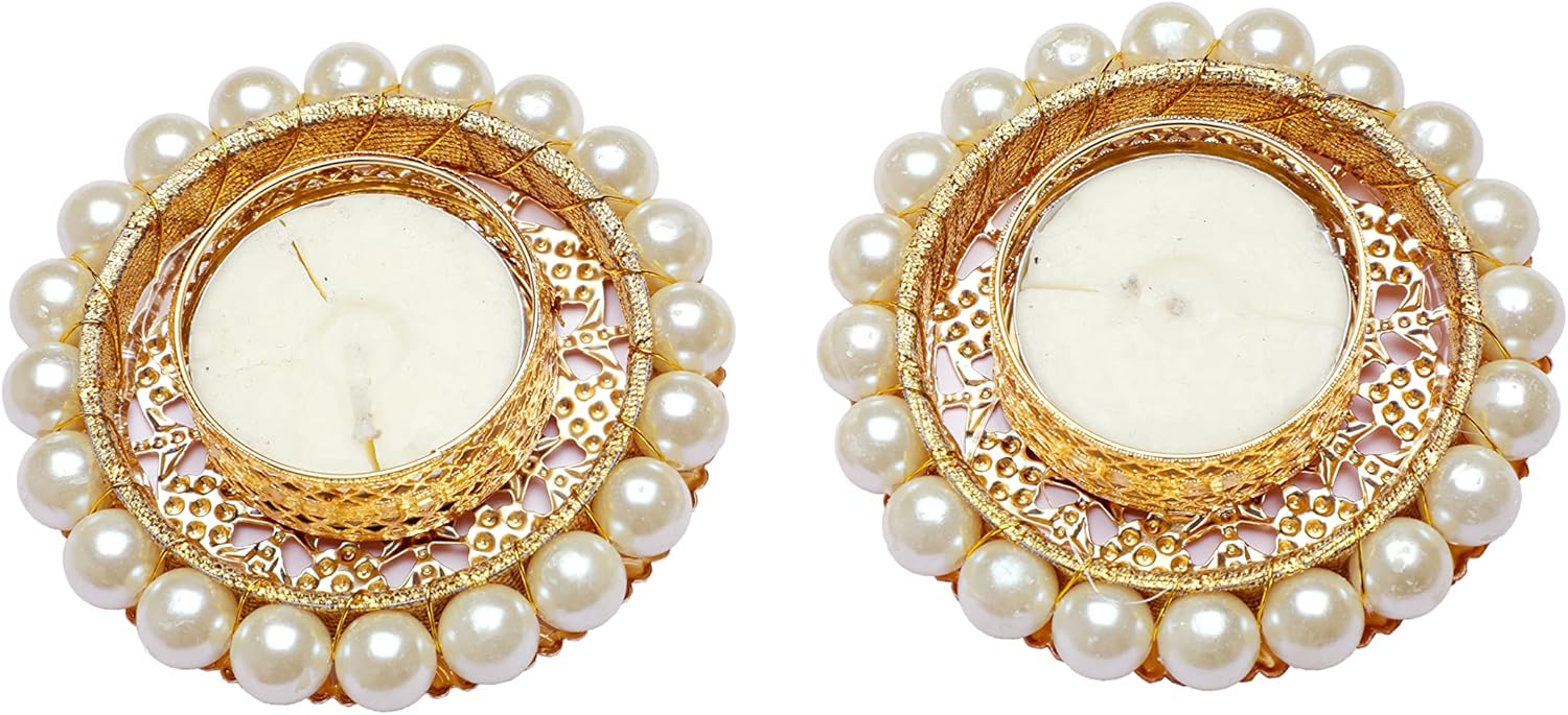 4-Piece Pearl Moti Design White Candle Holder Set