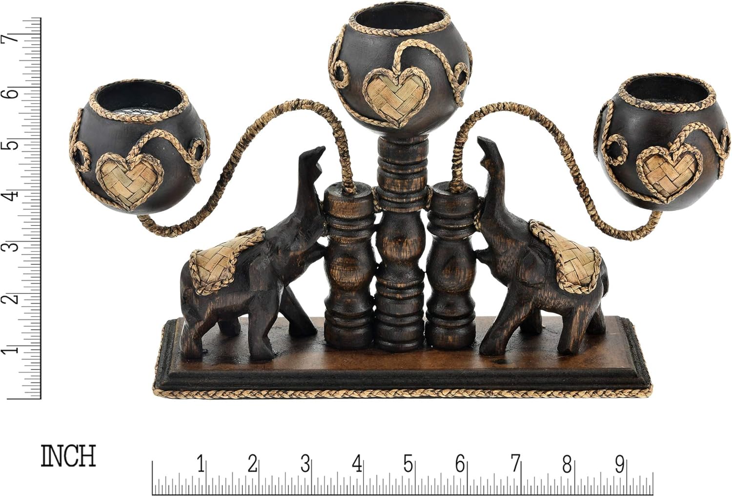 AeraVida Unique Handcarved Thai Elephant Candle Holder with 3 Candles
