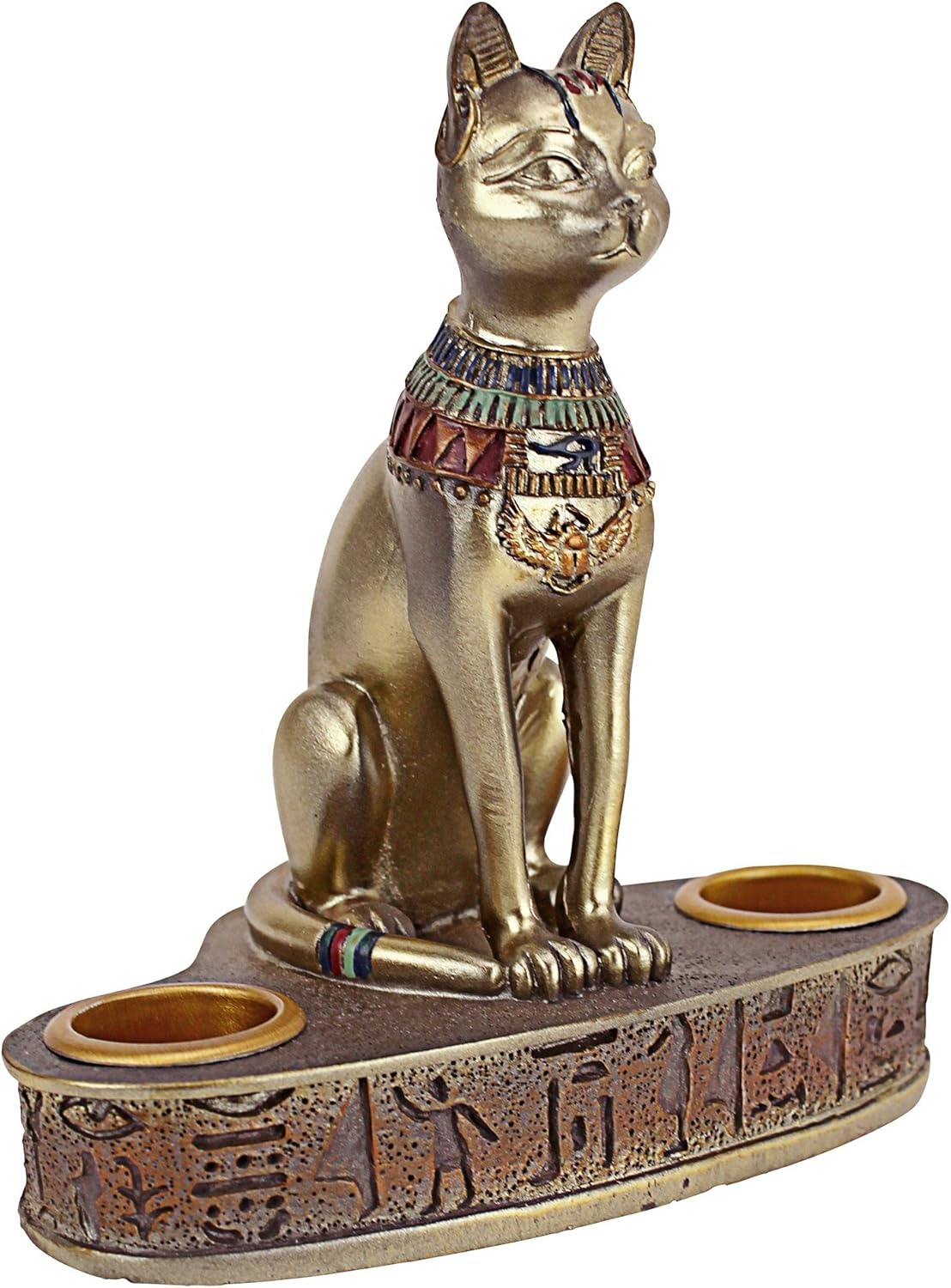 Bastet preferring Egyptian Cat Candle Holder Set of Two