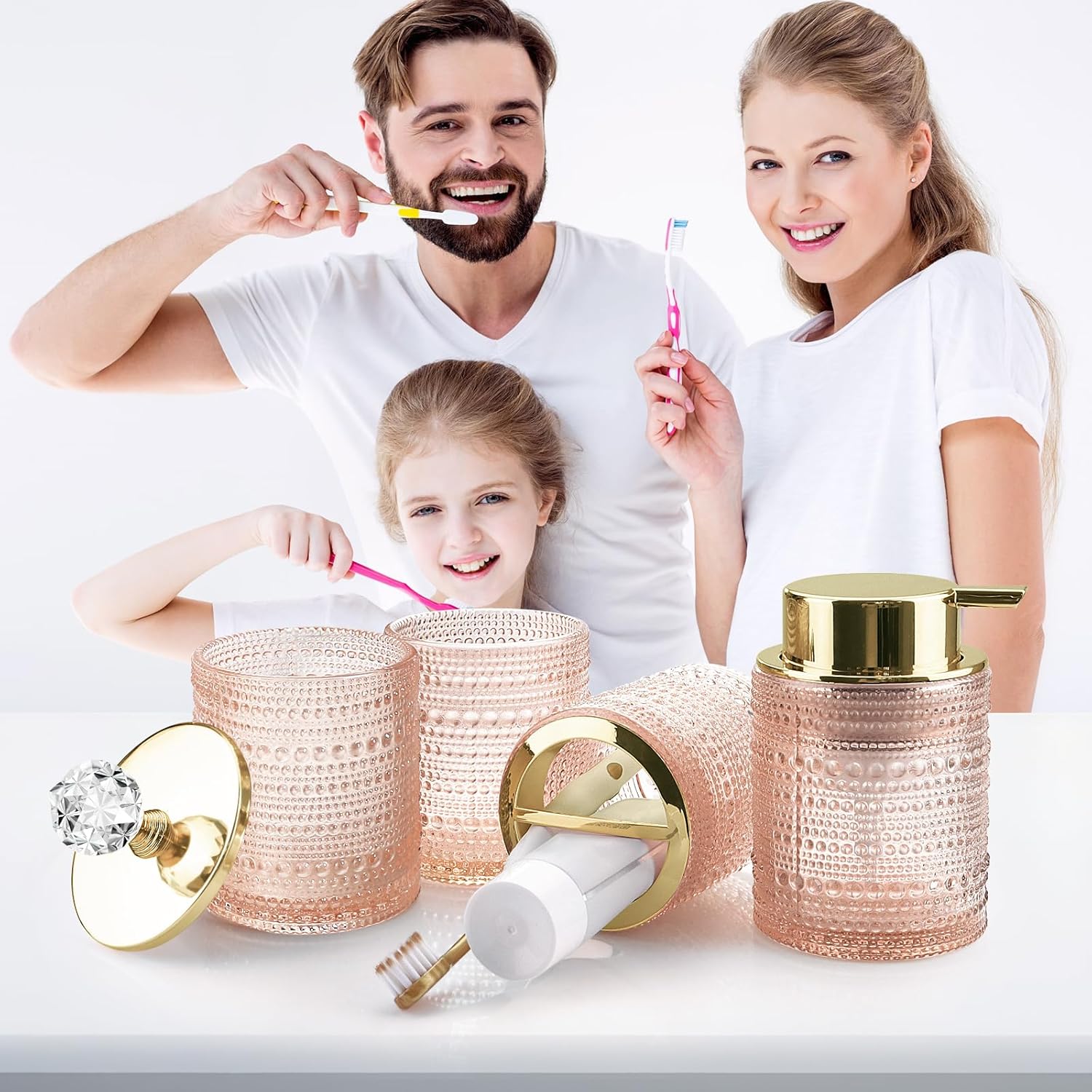 Perfect 4-Piece Glass Bathroom Accessory Set