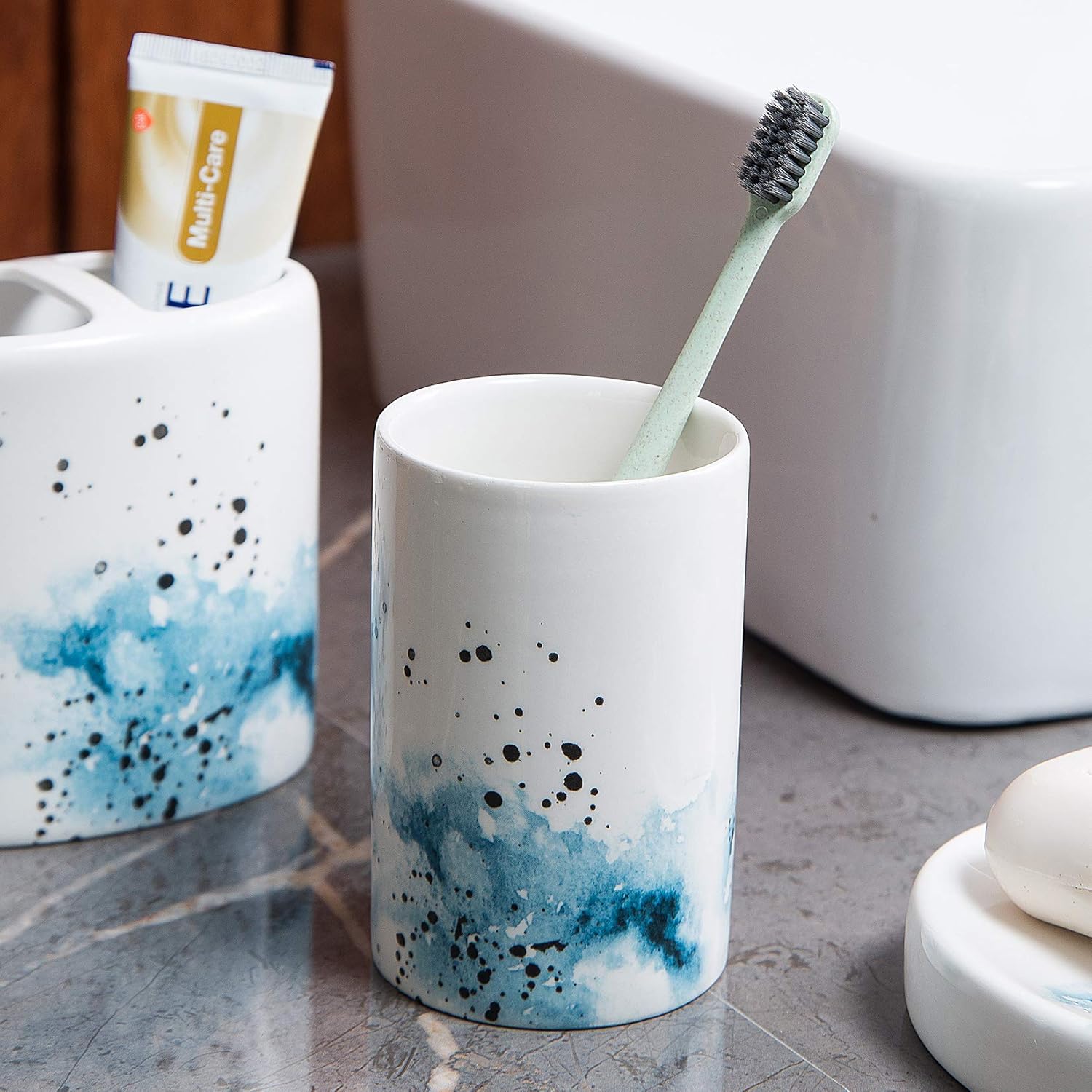 BASDHE Ceramic 4-Piece Bathroom Accessory Set