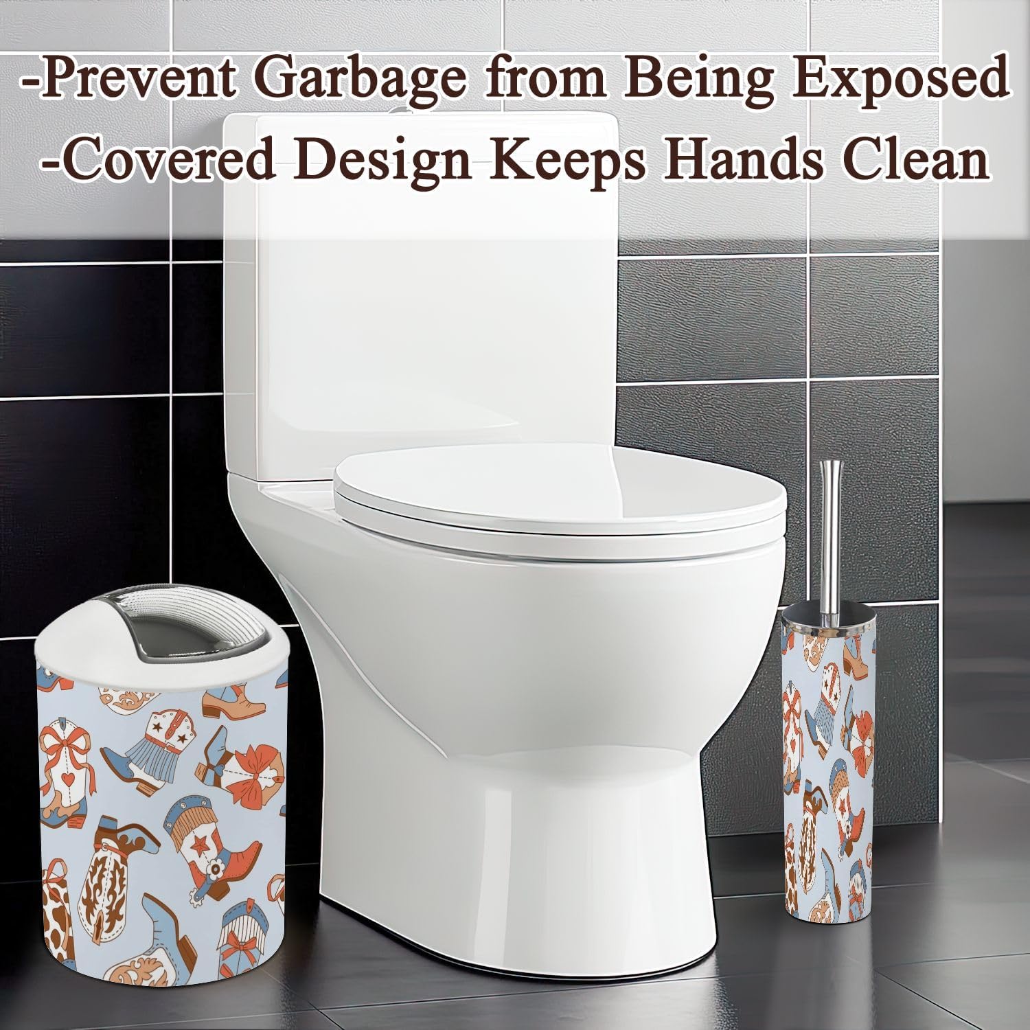 6-Piece Bathroom Set with Cowboy Boots Design
