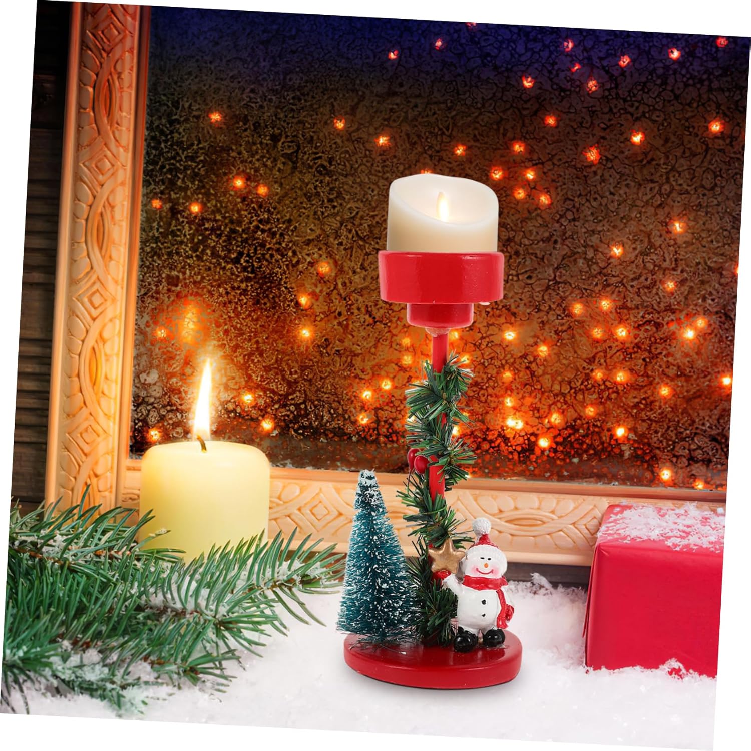 Snowman Holiday Candlestick Holder Decorations