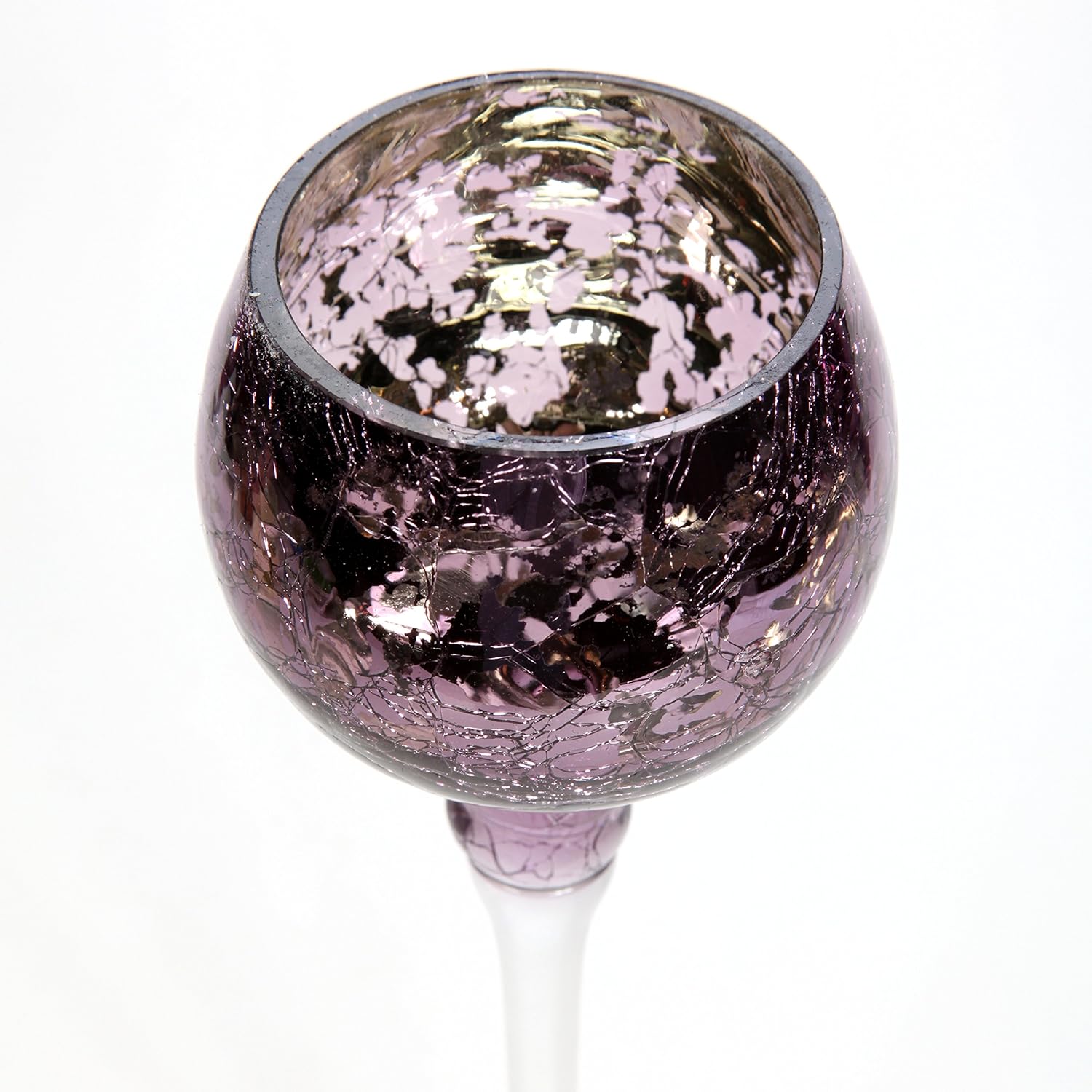 Hosley Set of 3 Crackle Purple Glass Tealight Holders