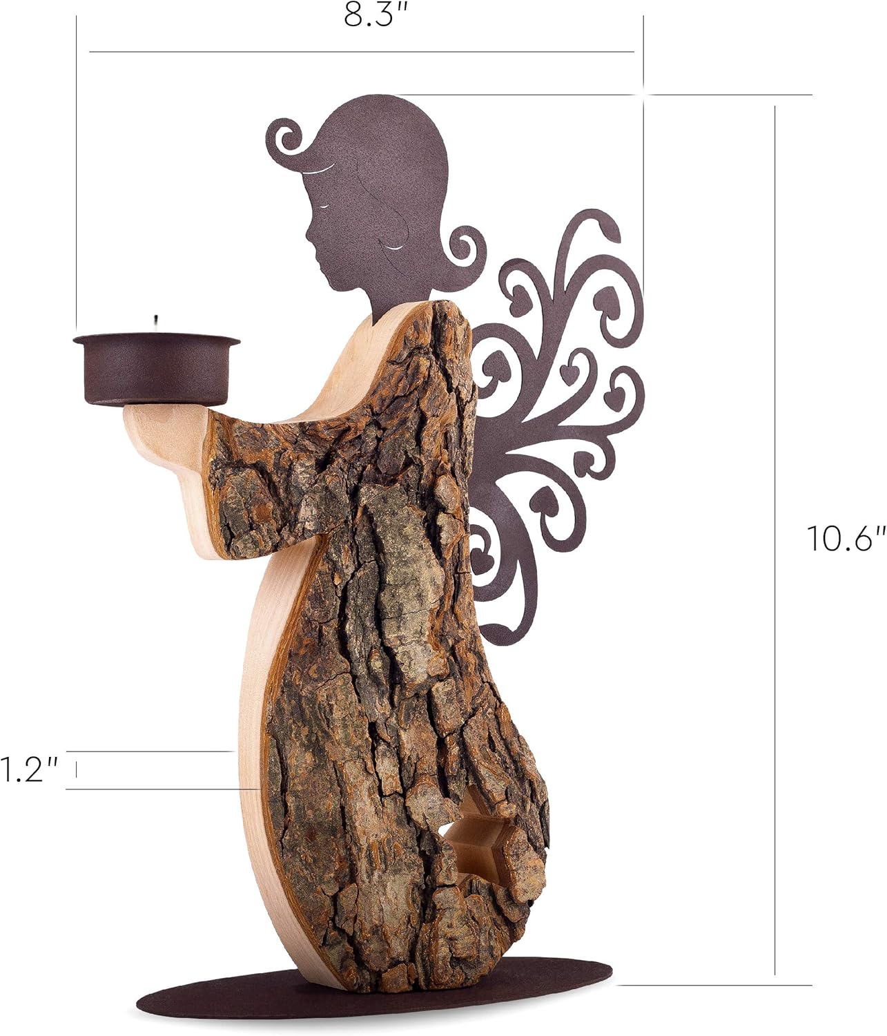 Wood Angel Tealight Candle Holder - Handcrafted Memorial Decor