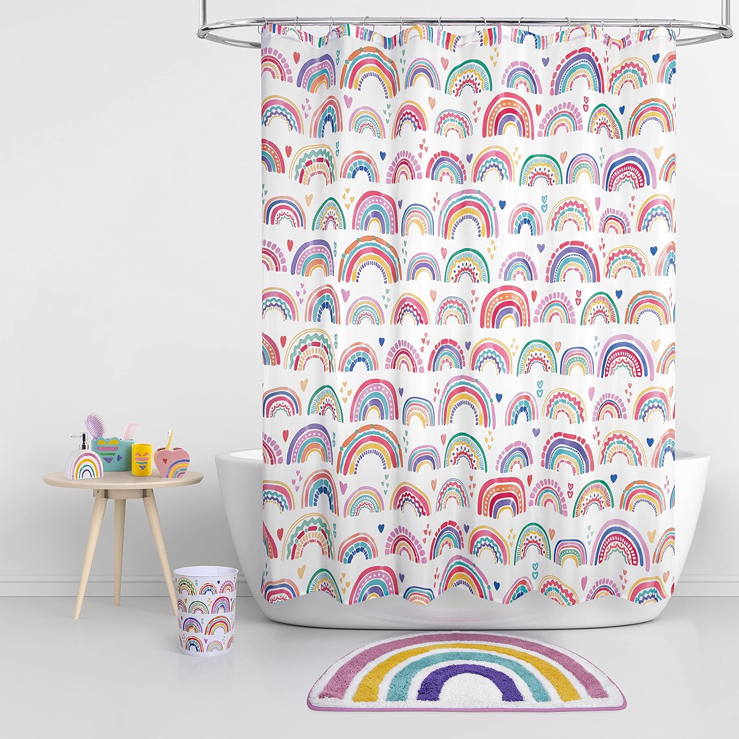 Allure Home Creation Rainbow Hearts Bath Set 7-Piece Bundle