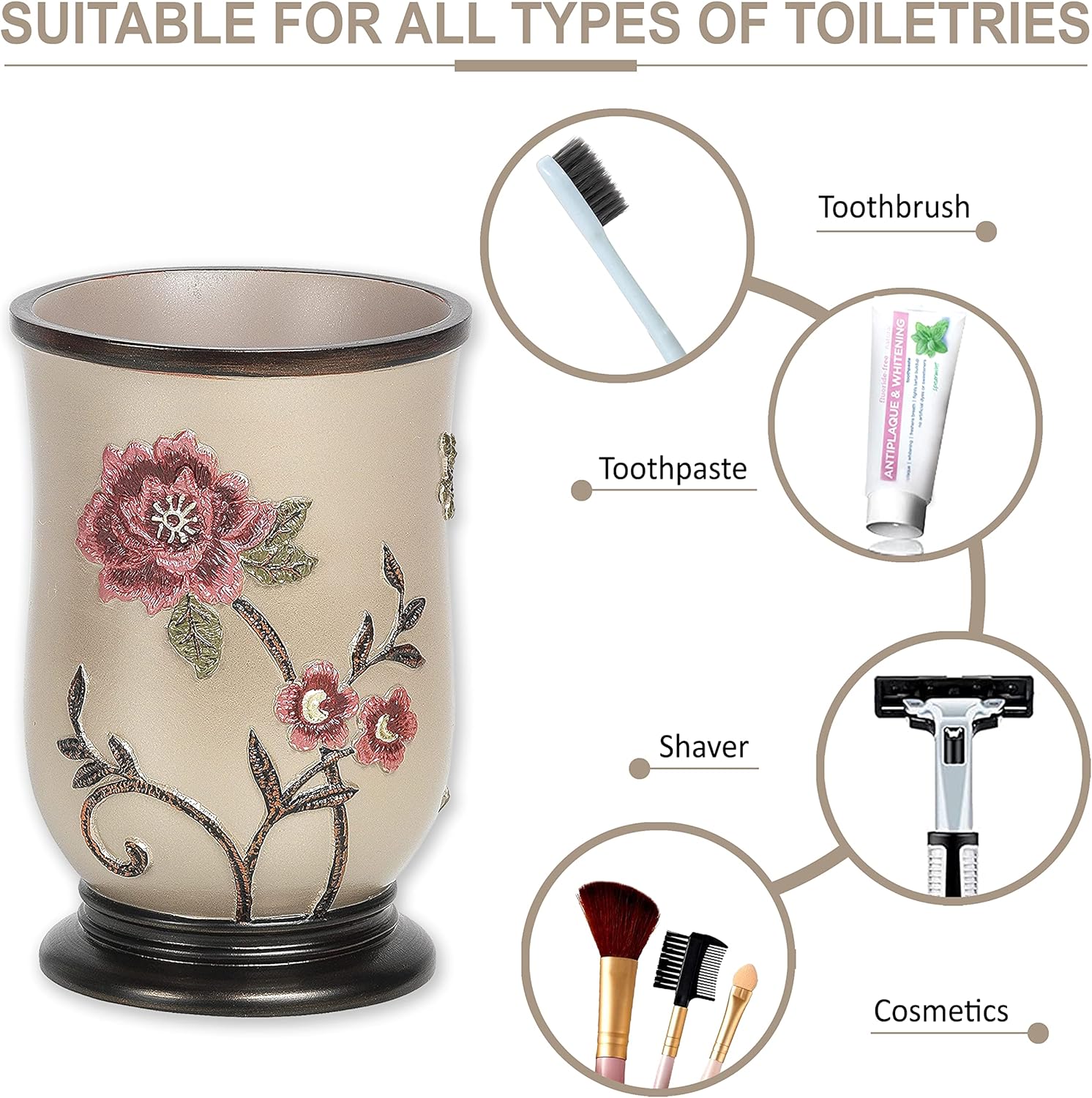 4pc Larrisa Floral Bathroom Accessories Set