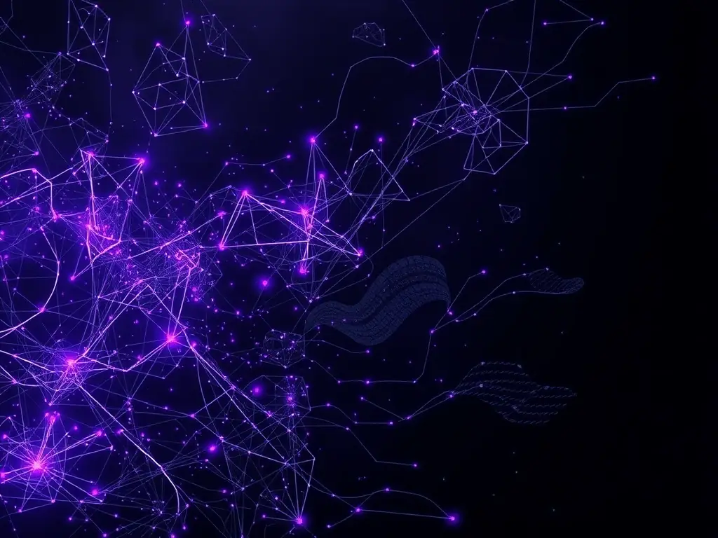 An abstract representation of dark knowledge extraction, highlighting hidden patterns and insights.